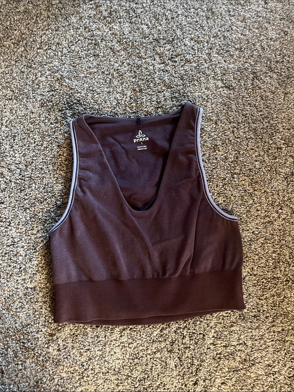 Prana Plum Ribbed Crop Tank with Contrast Trim